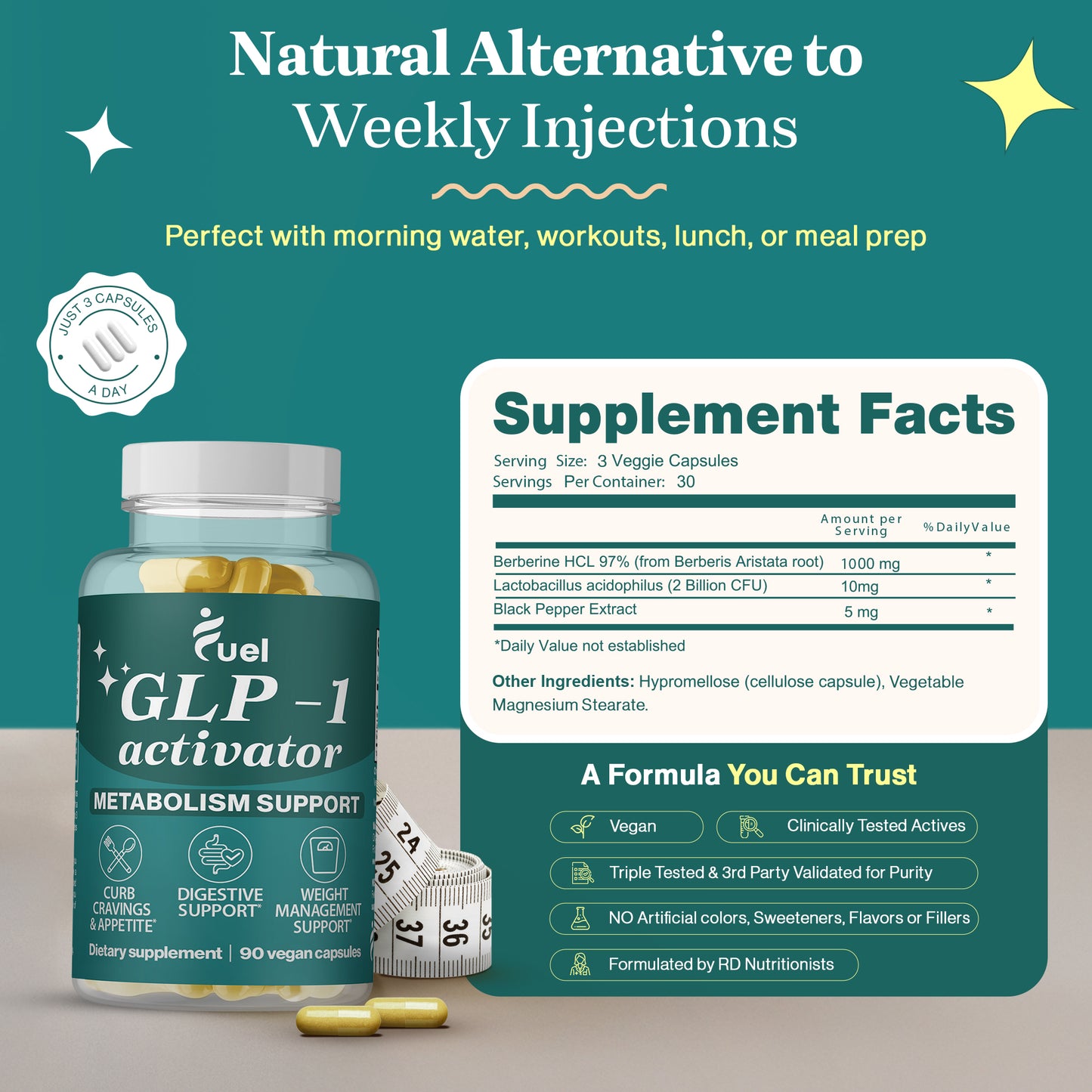 GLP-1 Activator - Natural GLP 1 Gut Booster and Cravings Control