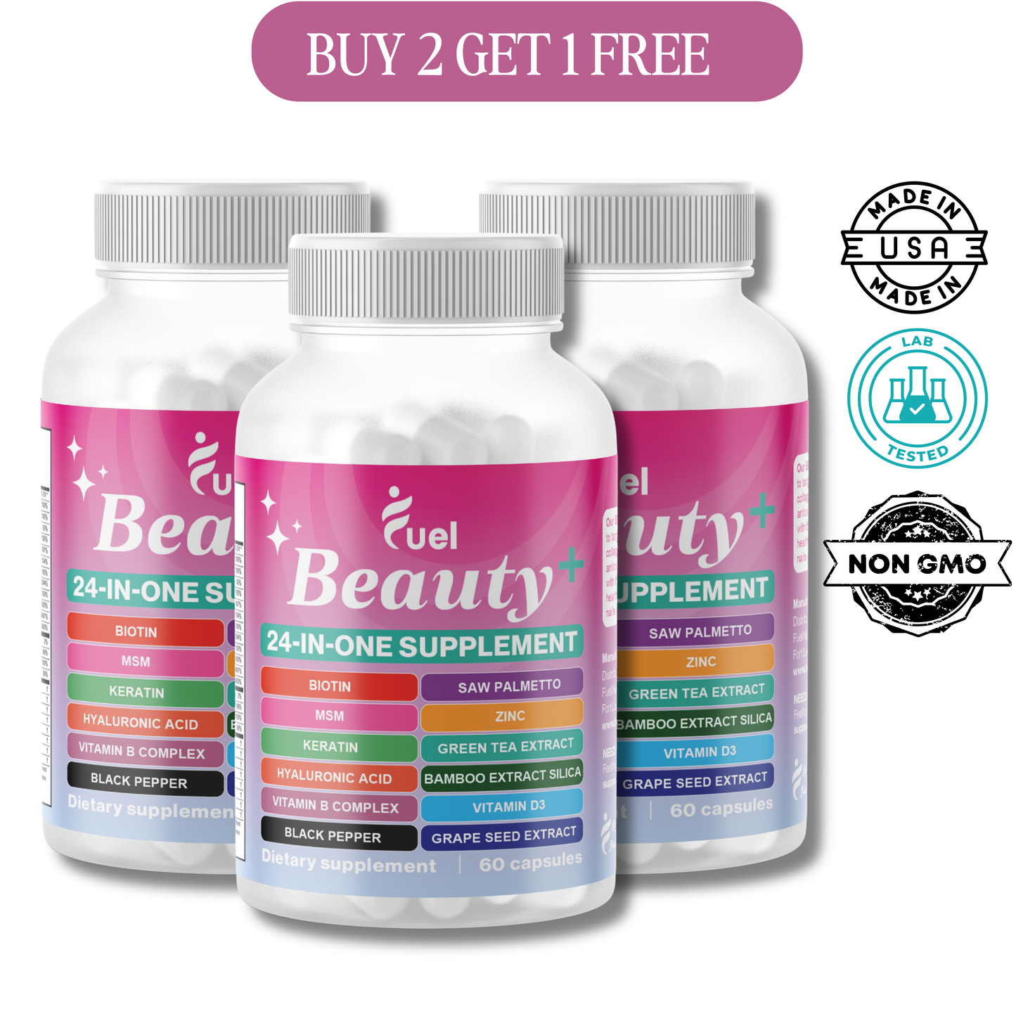 Fuel Beauty | 24-IN-1 Complete Beauty Support with DHT Blocking Formula | Extra Strength Dietary Supplement for Hair Loss Prevention 9