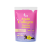 A vibrant pink and purple collagen peptide powder package with vanilla flavor illustrated.