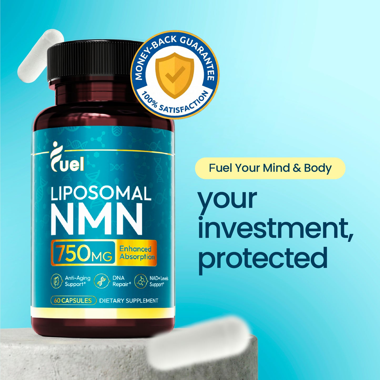 Fuel Liposomal NMN 500mg | Enhanced NAD+ Levels | Energy & Cellular Health