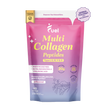 Pink and purple package of multi collagen peptides from a brand named Fuel.